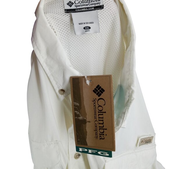 Columbia PFG White Long Sleeve Button Down Vented Fishing Shirt Size XXL Mens - Picture 10 of 10